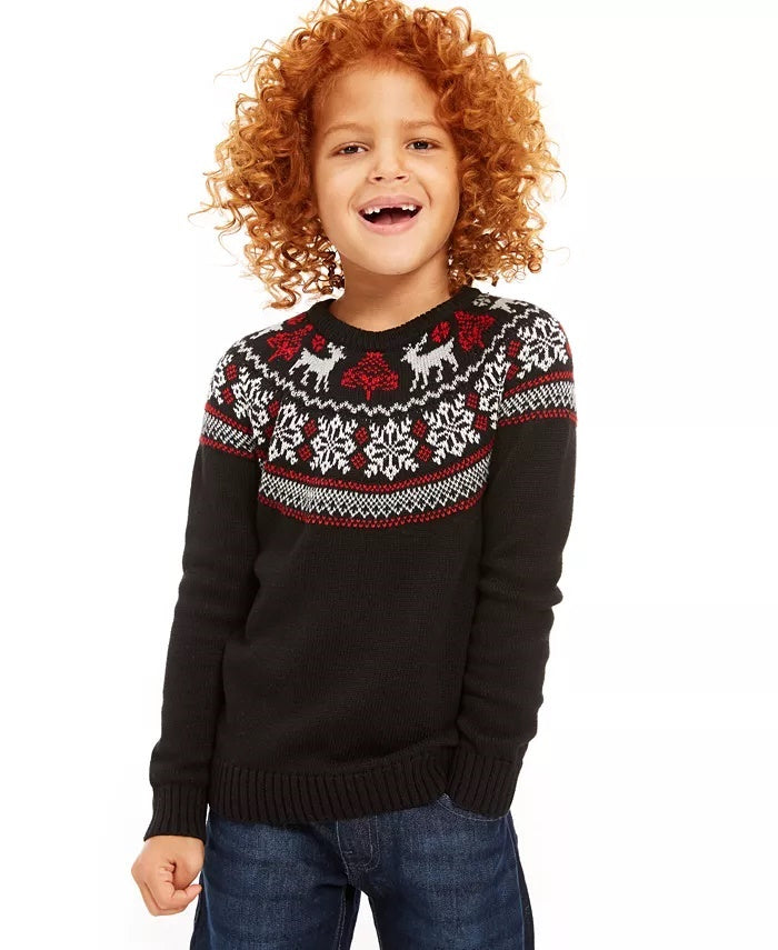 Suéter Charter Club Little Boys Fair Isle Family Preto Tamanho 5