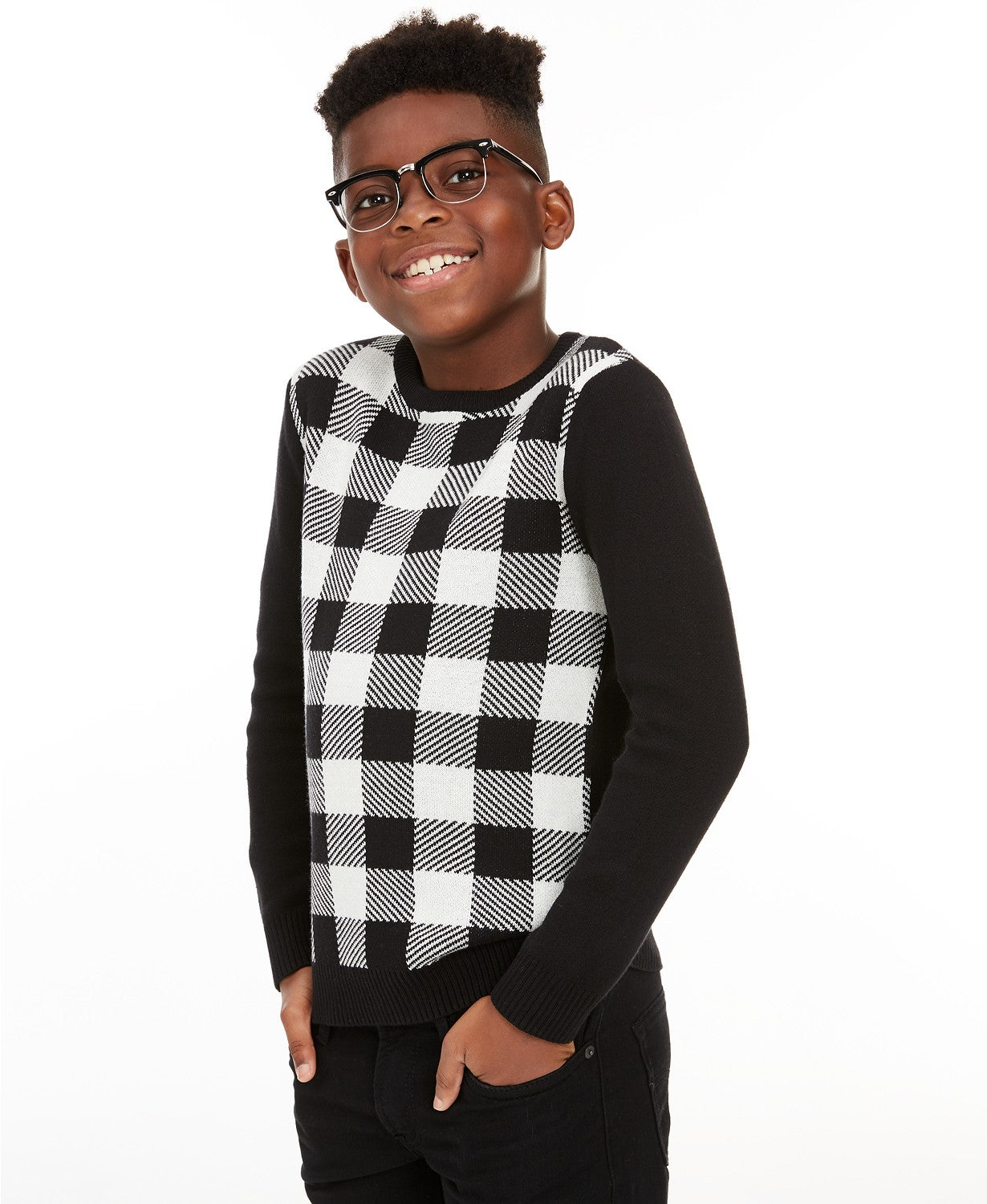 Charter Club Big Boy's Buffalo Check Family Sweater Tamanho Natural Pequeno