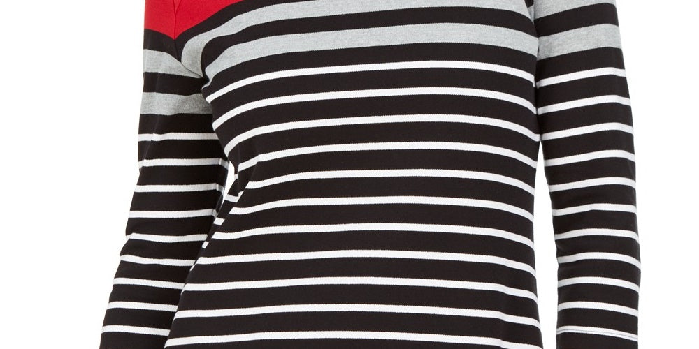 Karen Scott Sport Feminino Listrado Colorblocked com Ilhós Vermelho Tamanho Médio