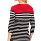 Karen Scott Sport Feminino Listrado Colorblocked com Ilhós Vermelho Brilhante Tamanho Extra Pequeno