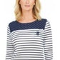 Karen Scott Sport Colorblocked Listrado Top Feminino Azul Tamanho P