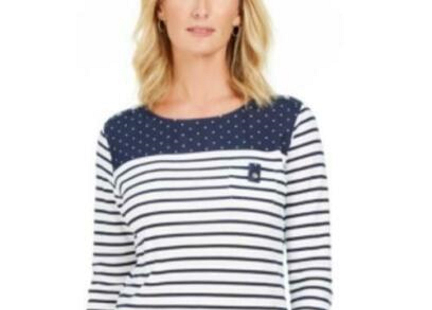 Karen Scott Sport Colorblocked Listrado Top Feminino Azul Tamanho P