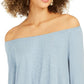 Blusa feminina estilo &amp; co, ombro de fora, manga sino, azul, tamanho extra grande