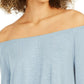 Blusa feminina estilo &amp; co, ombro de fora, manga sino, azul, tamanho extrapequeno