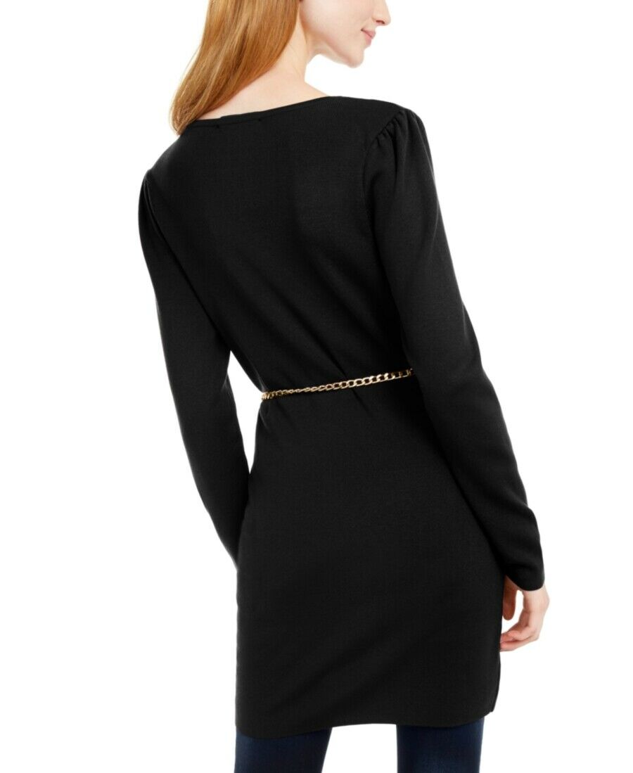 Túnica feminina com cinto de corrente da INC International Concepts, preta, tamanho extra grande