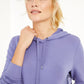 Ideology Moletom longo com capuz feminino estampado, roxo médio, tamanho extrapequeno
