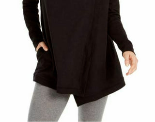Blusa envolvente feminina Ideology com fecho frontal e tamanho pequeno, preta