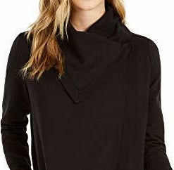 Blusa envolvente feminina Ideology com fecho frontal, preta, tamanho extra grande