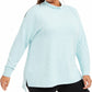 Blusa feminina plus size Ideology com decote redondo e ombros divididos, cor água, tamanho 3X