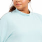 Blusa feminina plus size Ideology com decote redondo e ombros divididos, cor água, tamanho 3X