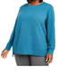 Ideology Moletom feminino plus size com zíper lateral, azul escuro, tamanho XX-G