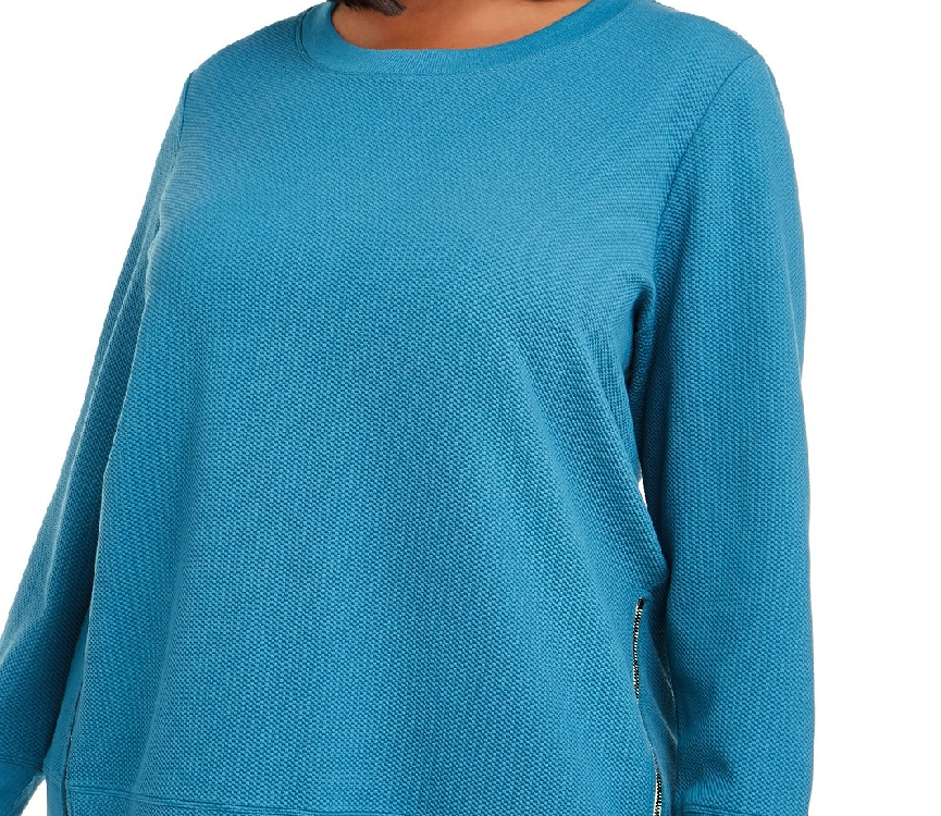 Ideology Moletom feminino plus size com zíper lateral, azul escuro, tamanho XX-G