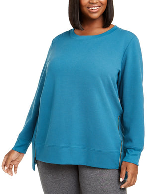 Ideology Women's Plus Size Side-Zipper SweatshirtDark Blue Size 3 Extra Large