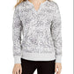 Blusa feminina estampada Ideology com decote dividido, cinza, tamanho 2, extra grande