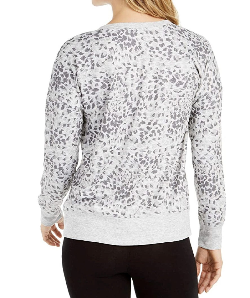 Blusa feminina estampada Ideology com decote dividido, cinza, tamanho 2, extra grande