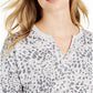 Blusa feminina estampada Ideology com decote dividido, cinza, tamanho 2, extra grande