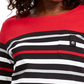 Karen Scott Sport Top Feminino Listrado Manga 3/4 Vermelho Brilhante Tamanho Médio