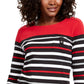 Karen Scott Sport Top Feminino Listrado Manga 3/4 Vermelho Tamanho Extra Pequeno