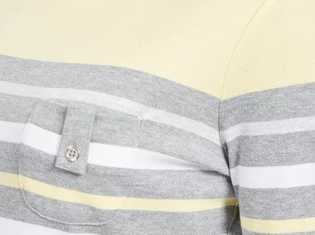 Karen Scott Sport Top Feminino Listrado Manga 3/4 Amarelo Tamanho Extra Pequeno