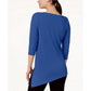 Blusa assimétrica com ombros descobertos Alfani feminina, azul, tamanho extra grande