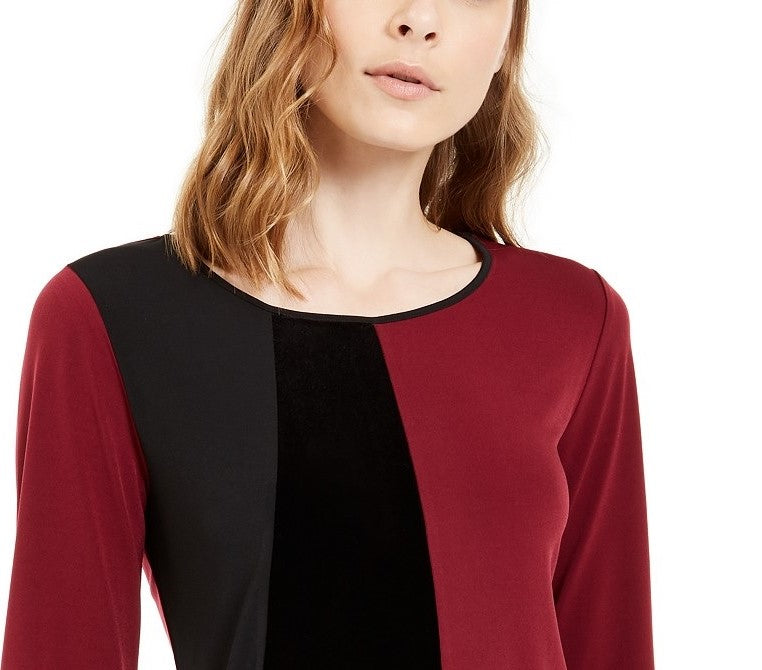 Blusa Alfani Feminina Petite Assimétrica com Barra Colorida e Blocos de Cor Vermelho Tamanho X-G