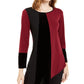 Blusa Alfani Feminina Petite Assimétrica com Barra Colorida e Blocos de Cor, Tamanho Vinho Petite Médio