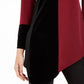 Blusa Alfani Feminina Petite Assimétrica com Barra Colorida e Blocos de Cor, Tamanho Vinho Petite Médio