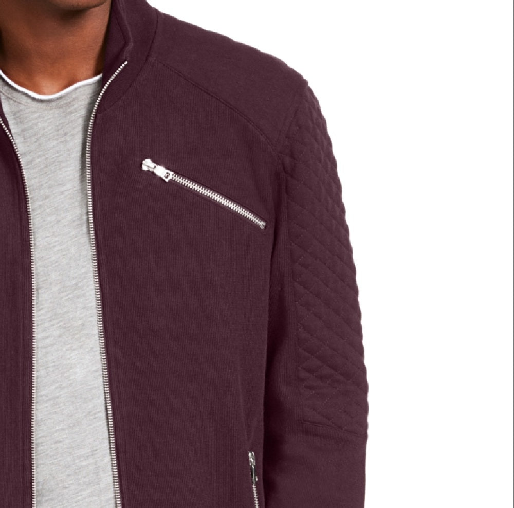 Jaqueta masculina acolchoada com nervuras e mangas compridas INC International Concepts, tamanho vinho, extra pequeno