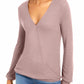 INC International Concepts Top Feminino Surplice Illusion Rosa Tamanho Pequeno
