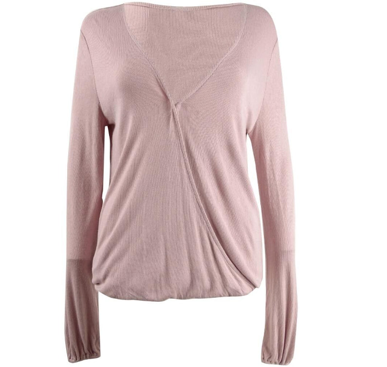 INC International Concepts Top Feminino Surplice Illusion Rosa Tamanho Pequeno