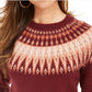 Suéter feminino com gola redonda Fair Isle da Style &amp; Co, vinho