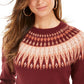 Suéter feminino Fair Isle com gola redonda, vermelho, tamanho pequeno, estilo &amp; co