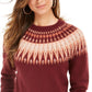 Suéter feminino Fair Isle com gola redonda, tamanho extra grande, vermelho, estilo &amp; co