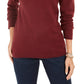 Suéter feminino Fair Isle com gola redonda, vermelho, tamanho X-S