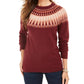 Suéter feminino com gola redonda Fair Isle da Style &amp; Co, vinho