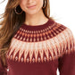 Suéter feminino com gola redonda Fair Isle da Style &amp; Co, vinho