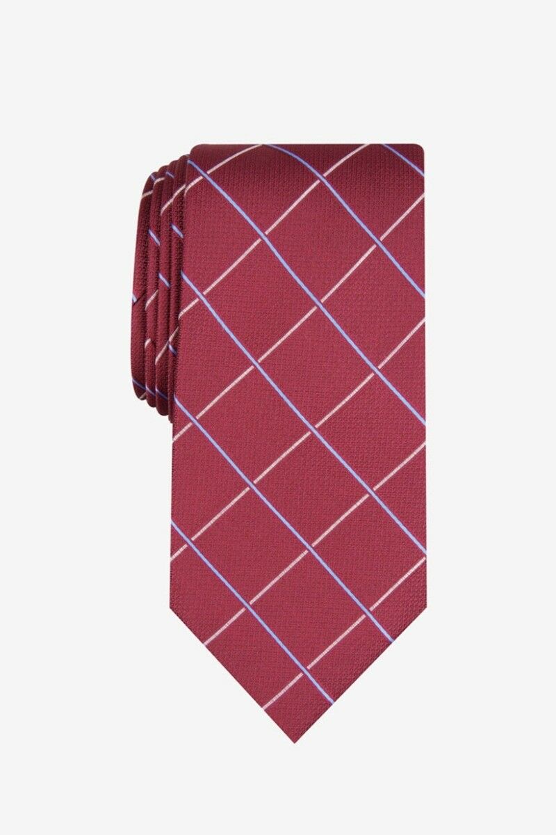 Gravata Canton Grid Masculina Club Room Vermelha Tamanho Regular