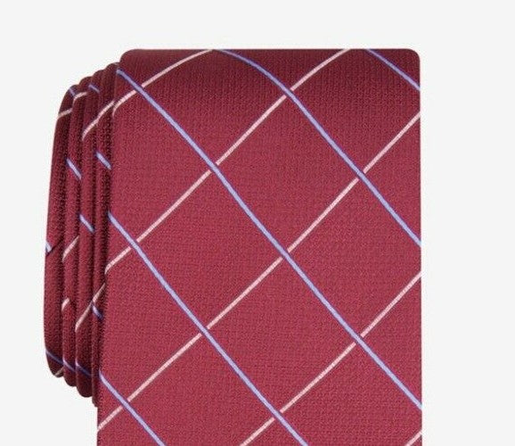 Gravata Canton Grid Masculina Club Room Vermelha Tamanho Regular