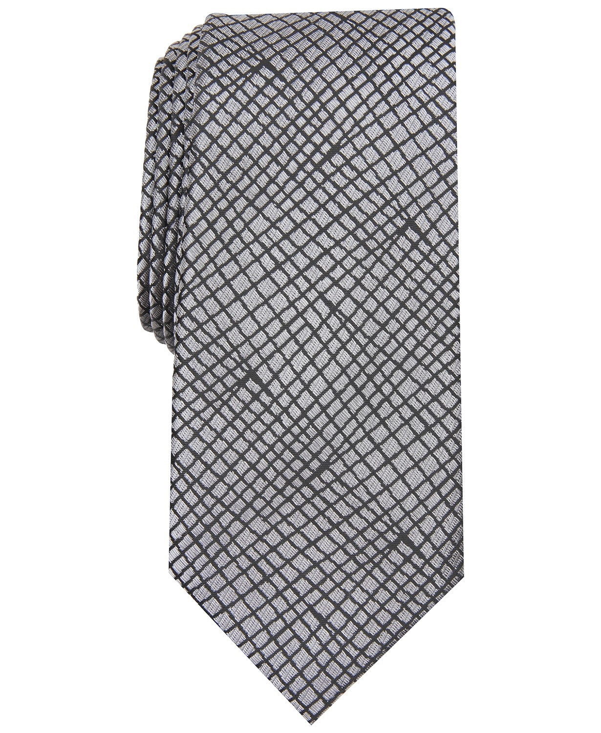 Gravata Alfani Masculina Slim Abstract Cinza Tamanho Regular