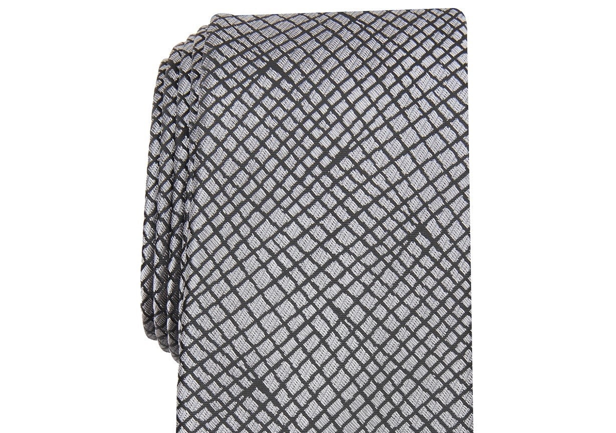 Gravata Alfani Masculina Slim Abstract Cinza Tamanho Regular