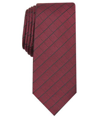 Gravata Alfani Slim Grid Masculina Rosa Tamanho Regular