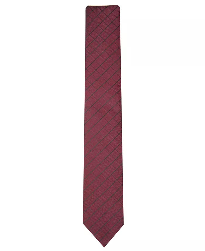 Gravata Alfani Slim Grid Masculina Rosa Tamanho Regular