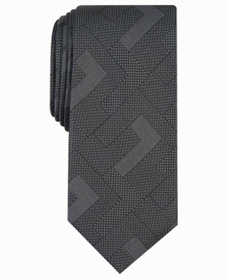 Gravata Alfani Masculina Slim Abstrata Geométrica Preta Tamanho Regular