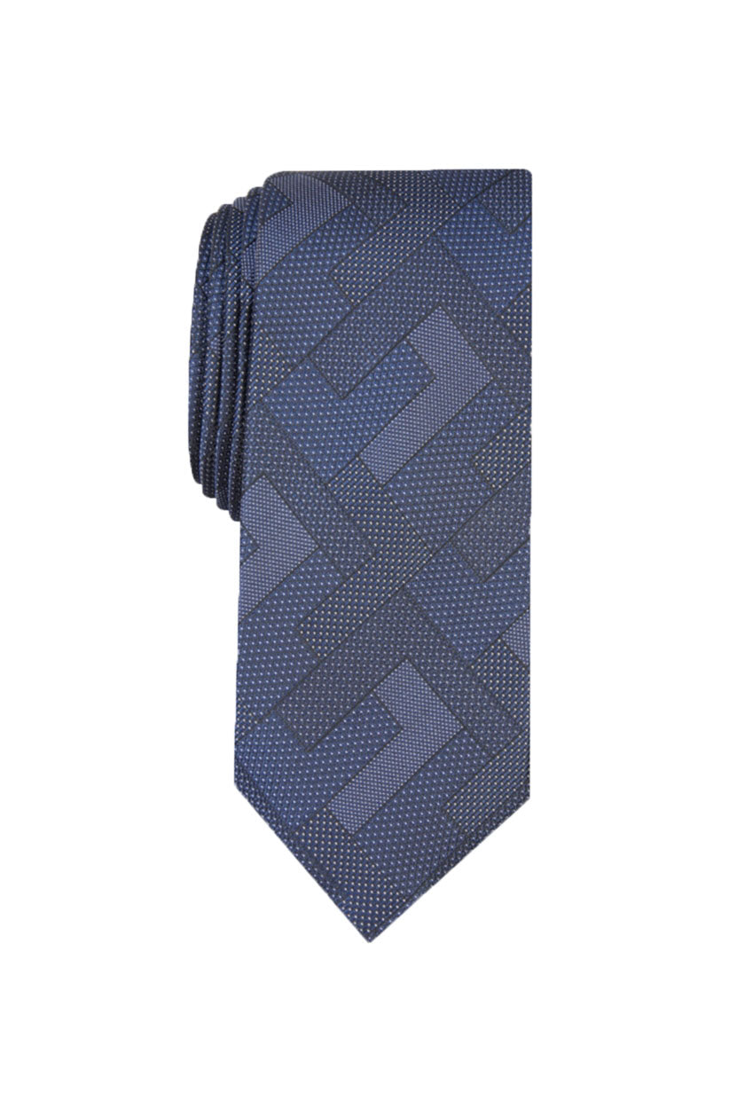 Gravata Alfani Masculina Slim Abstrata Geométrica Azul Marinho Tamanho Regular