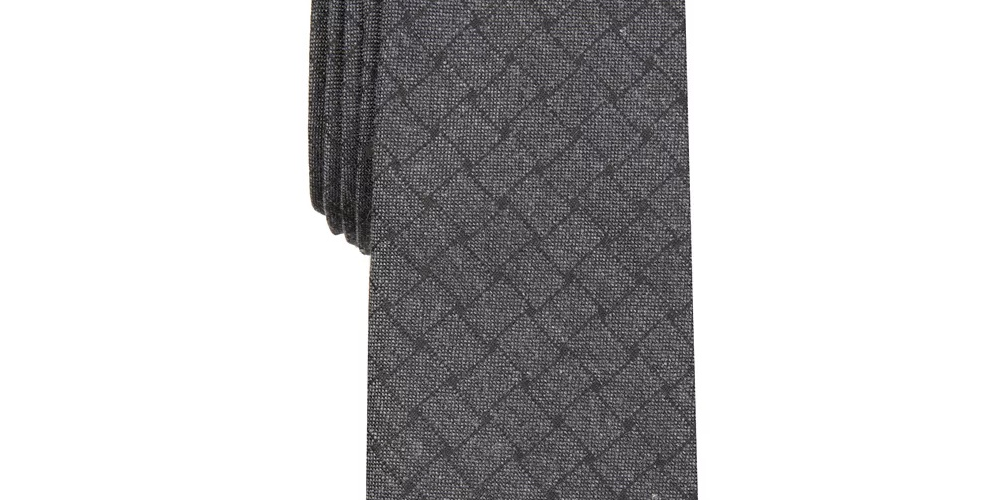 Gravata Alfani Masculina Solid Mode Cinza Escuro Tamanho Regular