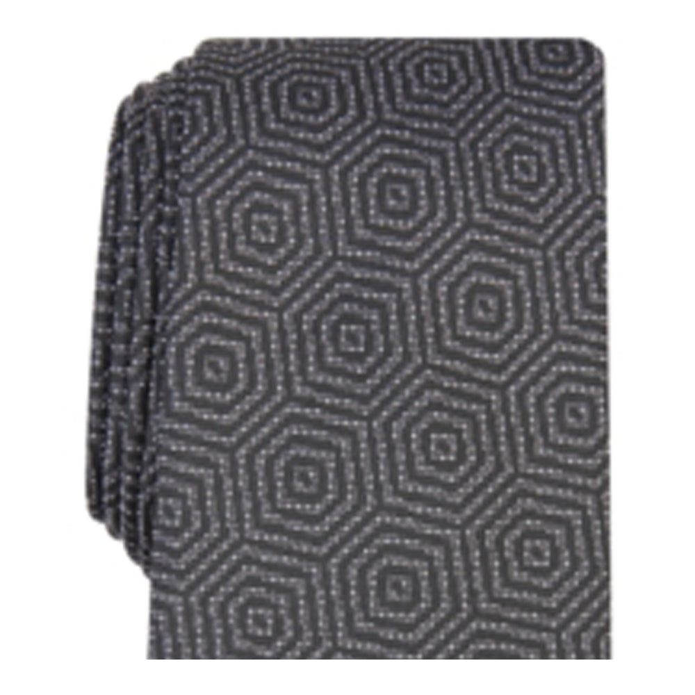 Gravata xadrez abstrata Debin masculina Alfani preta tamanho regular