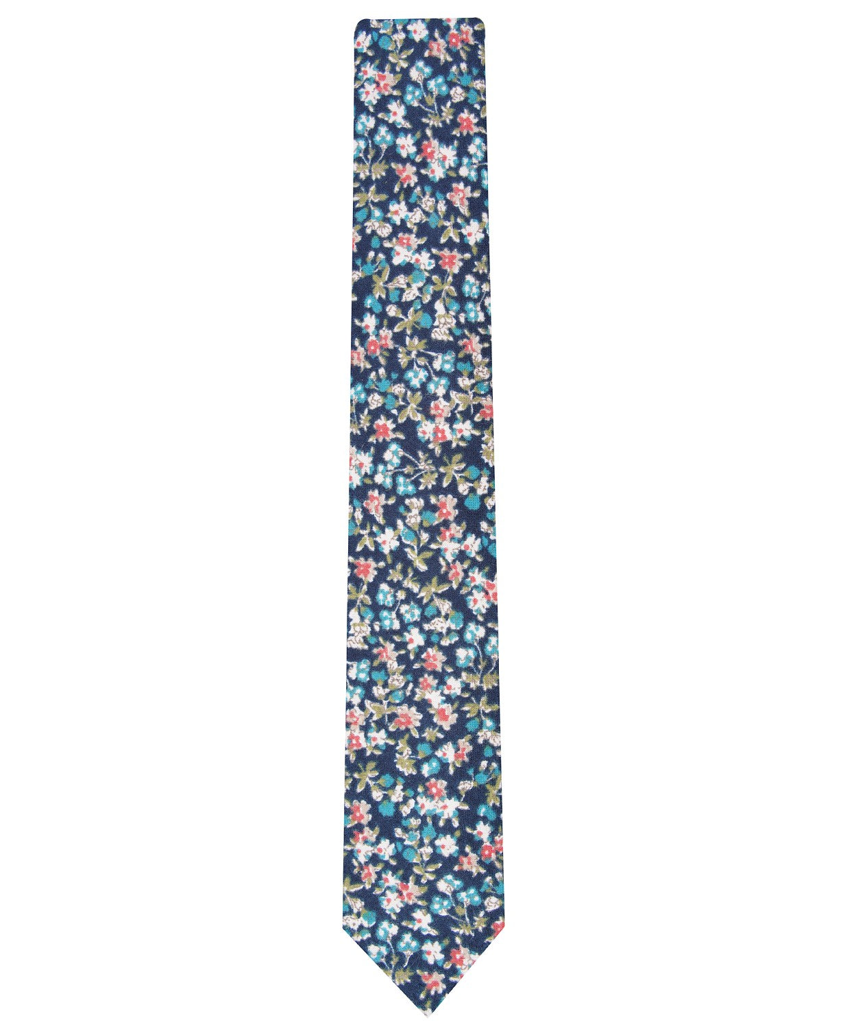 Gravata floral fina Ponderosa masculina Bar III, tamanho azul marinho, regular