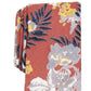 Gravata Skinny Floral Pepperwood Masculina Bar III Laranja Tamanho Regular