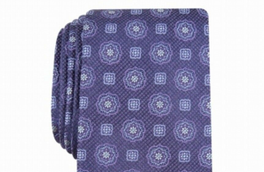 Gravata medalhão clássica masculina Tasso Elba roxa tamanho regular