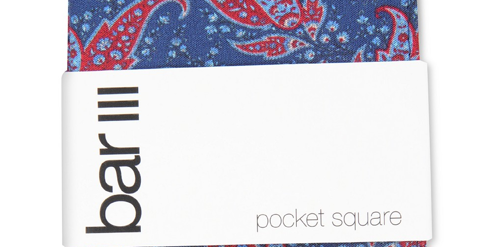 Lenço de bolso masculino Bar III Sorrento Paisley azul-marinho tamanho regular